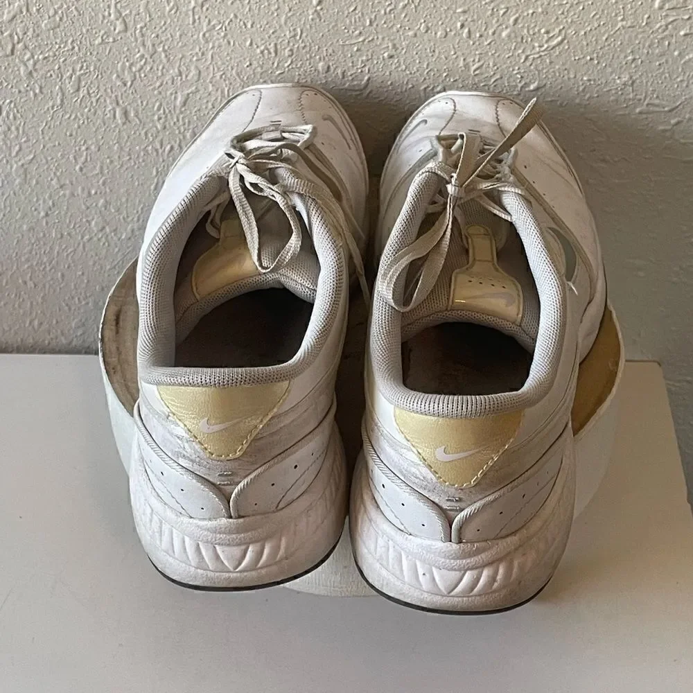 Used Nike Womens Air Miler Running Shoes White/Yellow Gold Low Top Size 8